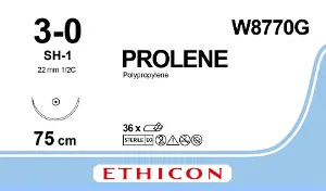 PROLENE 3/0 75 см, игла колющ. 22 мм 1/2