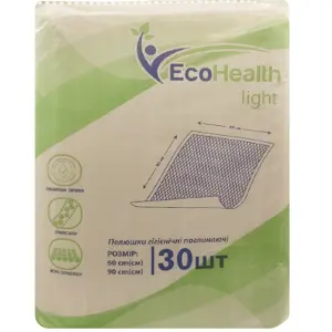 ПЕЛЕНКИ ГИГИЕНИЧЕСКИЕ ПОГЛОЩАЮЩИЕ ECOHEALTH LIGHT 60 см х 90 см