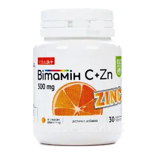 Витамин C 500 мг + Цинк апельсин табл. жев., Vitalik+, тм Baum Pharm № 30