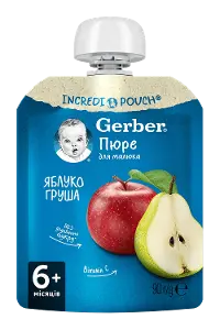 Гербер (Gerber) пюре яблоко и груша 90 г, с 6 мес.