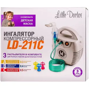 Ингалятор компрессорный LD-211C белого цвета, ТМ Little Doctor