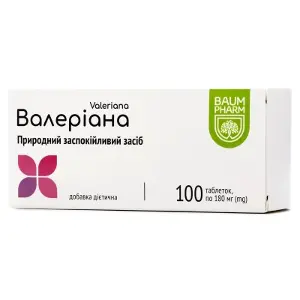 Валериана табл. 180 мг блистер, тм Baum Pharm № 100