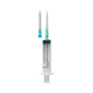 Шприц трикомпонентний Луєр Айсет 10 мл 21G х 1 1/2 0,8 * 38 мм, 23G х 1 1/4 0,6 * 32 мм