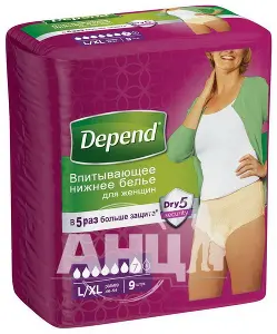 ТРУСЫ-ПОДГУЗНИКИ ДЛЯ ВЗРОСЛЫХ DEPEND L/XL, для женщин