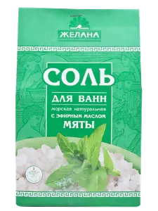 СОЛЬ МОРСКАЯ АРОМАТИЗИРОВАННАЯ ДЛЯ ВАНН "ЖЕЛАНА" 500 г, мята