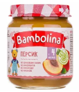 ПЮРЕ ФРУКТОВОЕ ИЗ ПЕРСИКОВ ДЛЯ ДЕТСКОГО ПИТАНИЯ тм "BAMBOLINA" 100 г, с 4 мес., персик