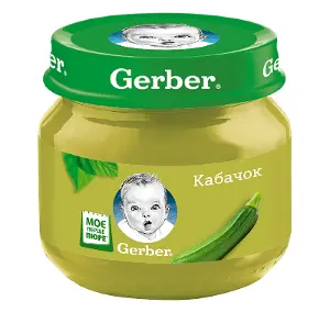 ПЮРЕ ГОМОГЕНИЗИРОВАННОЕ НА ОВОЩНОЙ ОСНОВЕ ТМ "GERBER" "КАБАЧОК" 80 г, для детей от 6 месяцев