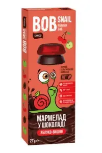 МАРМЕЛАД НАТУРАЛЬНЫЙ BOB SNAIL (УЛИТКА БОБ) яблоко-вишня 27 г, в бельгийском черном шоколаде