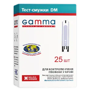 ТЕСТ-ПОЛОСКИ ДЛЯ КОНТРОЛЯ УРОВНЯ ГЛЮКОЗЫ В КРОВИ GAMMA ДМ