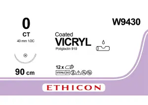 ВИКРИЛ с покрытием (полиглактин 910) 0, фиолет. 90 см, игла колющ. 40 мм