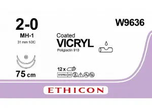 ВИКРИЛ с покрытием (полиглактин 910) 2/0, фиол. 75 см, игла 31 мм кол.