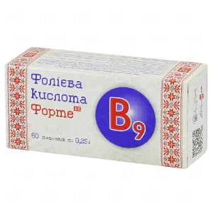 Фолієва кислота форте таблетки 250 мг № 60