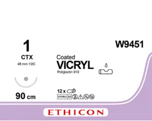 ВИКРИЛ с покрытием (полиглактин 910) 1, фиолет. 90 см, игла колющ. 40 мм
