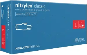 ПЕРЧАТКИ СМОТРОВЫЕ НИТРИЛОВЫЕ НЕСТЕРИЛЬНЫЕ НЕПРИПУДРЕННЫЕ NITRYLEX® CLASSIC L, неприпудр.