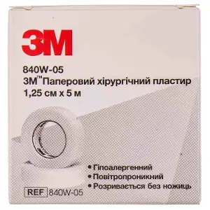 ПЛАСТЫРЬ БУМАЖНЫЙ ХИРУРГИЧЕСКИЙ 3M™ 1,25 см х 5 м, п/э