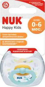 СОСКА-ПУСТЫШКА тм "NUK" размер 1, латекс. птички, Happy kids