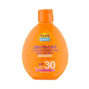 ЭМУЛЬСИЯ ДЛЯ ЗАГАРА ВОДОСТОЙКАЯ СОЛНЦЕЗАЩИТНАЯ SPF 30 "SUN ENERGY PANTHENOL" SPF-30 150 мл