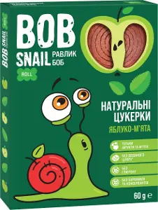 КОНФЕТЫ НАТУРАЛЬНЫЕ BOB SNAIL (УЛИТКА БОБ) 60 г, яблоко, мята