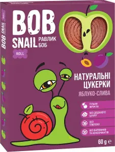 КОНФЕТЫ НАТУРАЛЬНЫЕ BOB SNAIL (УЛИТКА БОБ) 60 г, яблоко, слива