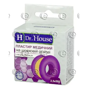 ПЛАСТЫРЬ МЕДИЦИНСКИЙ "H Dr. House" 2,5 см * 500 см, шелк