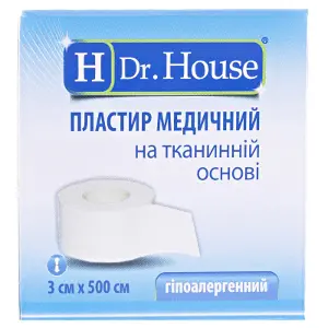 ПЛАСТЫРЬ МЕДИЦИНСКИЙ "H Dr. House" 3 см * 500 см, на тканевой основе