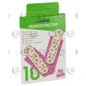 Лейкопластир бактерицидний на плівковій основі 2,5 см х 7,2 см, дитячий малюнок