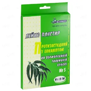 ЛЕЙКОПЛАСТЫРЬ ПРОТИВОПРОСТУДНЫЙ С ЭВКАЛИПТОМ С-ПЛАСТ 10 см х 15 см, перфорир.,ткан.основа