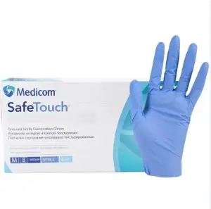 ПЕРЧАТКИ СМОТРОВЫЕ НИТРИЛОВЫЕ НЕСТЕРИЛЬНЫЕ "SAFE-TOUCH" L, пара, неприпудр., текстур.