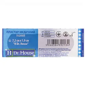 ПЛАСТЫРЬ МЕДИЦИНСКИЙ БАКТЕРИЦИДНЫЙ "H Dr. House" 7,2 см х 1,9 см, тканый