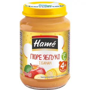 ПЮРЕ НА ФРУКТОВОЙ ОСНОВЕ ДЛЯ ДЕТСКОГО ПИТАНИЯ (КОНСЕРВЫ) тм "HAME" 190 г, яблоко, банан