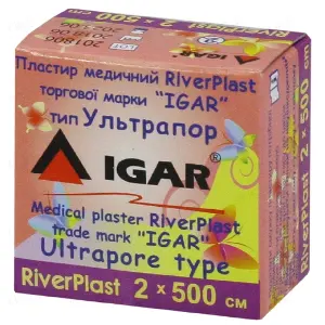 ПЛАСТЫРЬ МЕДИЦИНСКИЙ RIVERPLAST "ИГАР" 2 см * 500 см, Ультрапор (на неткан. осн.)