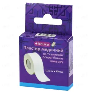 Пластир на тканинній основі 1,25 см * 500 см, на тканинній основі