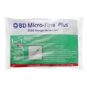 ШПРИЦ ИНЪЕКЦИОННЫЙ ИНСУЛИНОВЫЙ ОДНОРАЗОВОГО ПРИМЕНЕНИЯ BD MICRO-FINE™ PLUS U-40 1 мл, игла G29