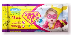 Влажные салфетки "Super Baby" SuperPack sensetive ромашка и алоэ 