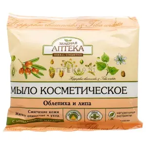 МЫЛО КОСМЕТИЧЕСКОЕ "ЗЕЛЕНАЯ АПТЕКА" 75 г, облепиха, липа