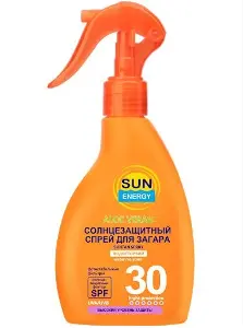 СПРЕЙ СОЛНЦЕЗАЩИТНЫЙ ДЛЯ ЗАГАРА ВОДОСТОЙКИЙ "SUN ENERGY" SPF-30 200 мл