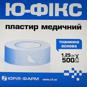 Ю-фікс пластир котушковий 1,25 см * 500 см, на тканинній основі