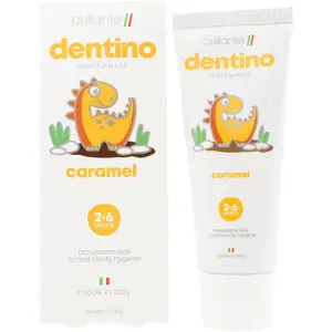 BRILLANTE DENTINO CARAMEL KIDS ЗУБНАЯ ПАСТА-ГЕЛЬ ДЛЯ ДЕТЕЙ 2-6 ЛЕТ СО ВКУСОМ КАРАМЕЛИ 50 мл