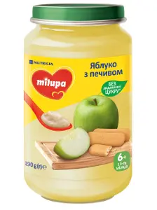 ПЮРЕ ДЕТСКОЕ ФРУКТОВОЕ "ЯБЛОКО С ПЕЧЕНЬЕМ" MILUPA 190 г, с 6 месяцев