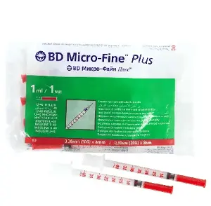 ШПРИЦ ИНЪЕКЦИОННЫЙ ИНСУЛИНОВЫЙ ОДНОРАЗОВОГО ПРИМЕНЕНИЯ BD MICRO-FINE™ PLUS U-40 1 мл, с иглой