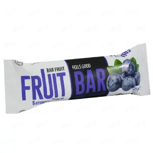 БАТОНЧИК-МЮСЛИ тм "FRUIT BAR" "ЧЕРНИКА" ГЛАЗИРОВАННЫЙ 25 г, глазир.