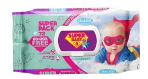 Влажные салфетки "Super Baby" SuperPack ромашка и алоэ ромашка и алоэ, с крышк.