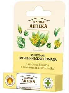 ПОМАДА ГІГІЄНІЧНА ІНТЕНСИВНЕ ЖИВЛЕННЯ 3 В 1 серії "ЗЕЛЕНАЯ АПТЕКА" олія жожоба 3,6 г