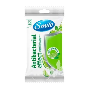 САЛФЕТКИ ВЛАЖНЫЕ "SMILE" Antibacterial с витаминами, лайм и мята