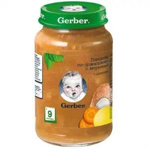 ПЮРЕ ОВОЩНОЕ-МЯСНОЕ "РАГУ С ГОВЯДИНОЙ" "GERBER" большая 190 г, для детей от 9 месяцев