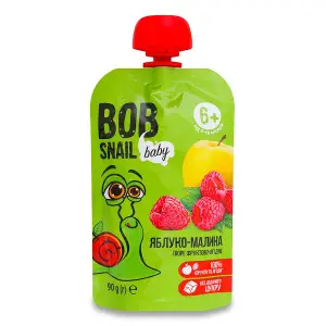 ПЮРЕ ФРУКТОВОЕ BOB SNAIL (УЛИТКА БОБ) для детей 90 г, яблоко-малина