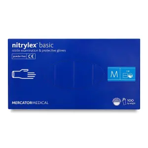 ПЕРЧАТКИ СМОТРОВЫЕ НИТРИЛОВЫЕ НЕСТЕРИЛЬНЫЕ НЕПРИПУДРЕННЫЕ NITRYLEX® BASIC М пара, неприпудр.