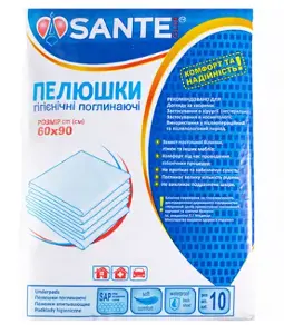 ПЕЛЕНКИ ГИГИЕНИЧЕСКИЕ ПОГЛОЩАЮЩИЕ SANTE CLUB 60 см х 90 см