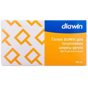 ИГЛЫ diaWin ДЛЯ ИНСУЛИНОВЫХ ШПРИЦ-РУЧЕК 30G(0,30 мм) * 8 мм