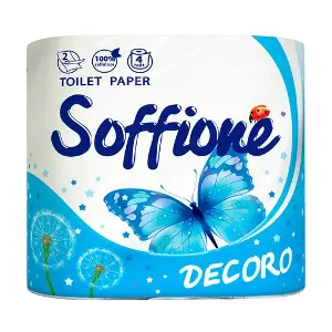 Туалетная бумага SOFFIONE DEKORO 2 сл. белый с голубым